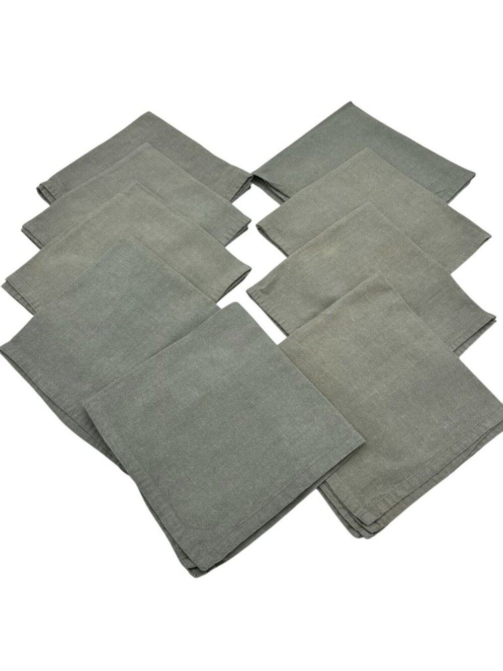 Set Of 9 Home 100% Cotton Table Cloth Napkins Square Sage Green Classic Kitchen